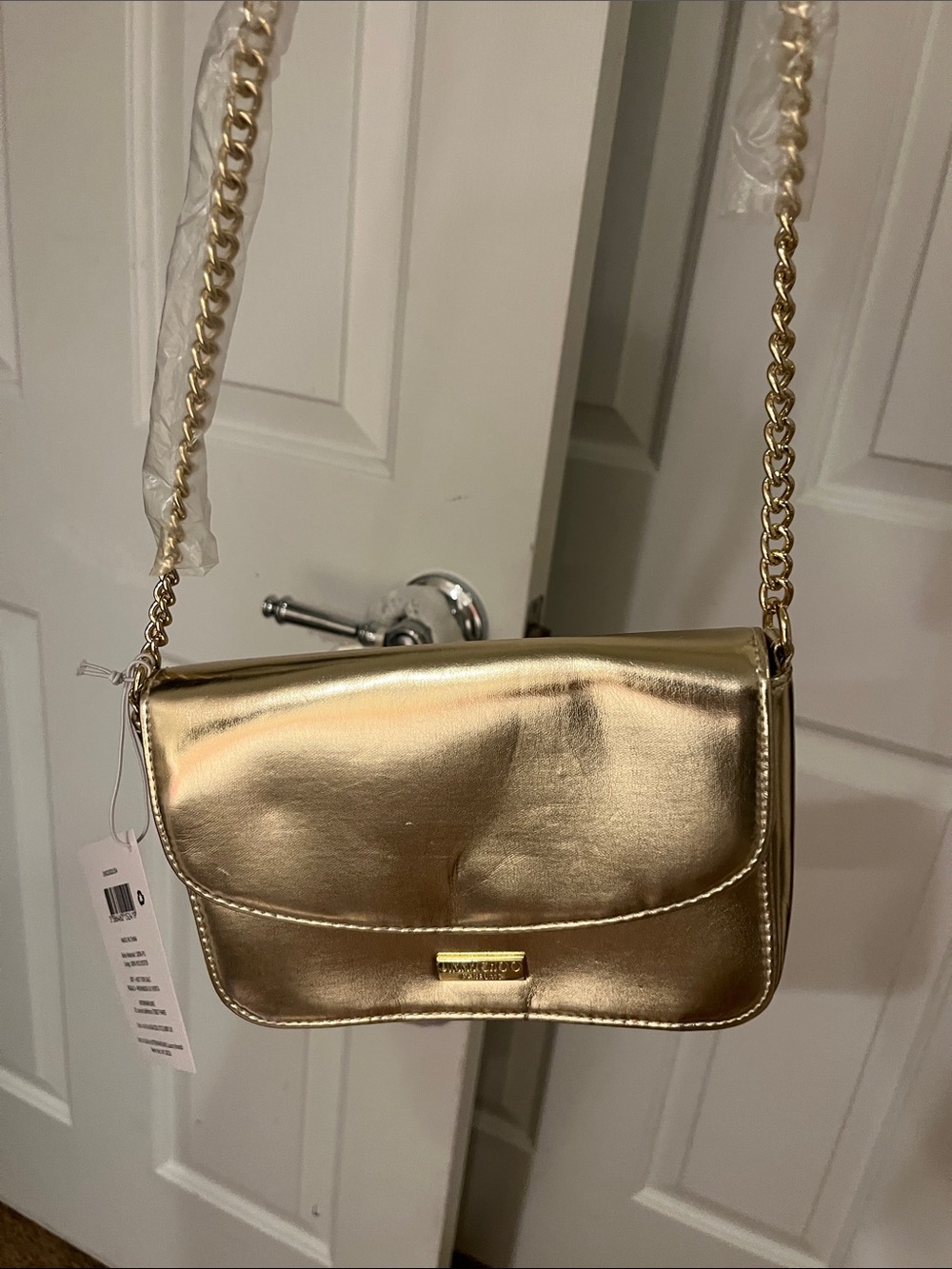 Jimmy Choo Metallic Gold Chain Crossbody Bag